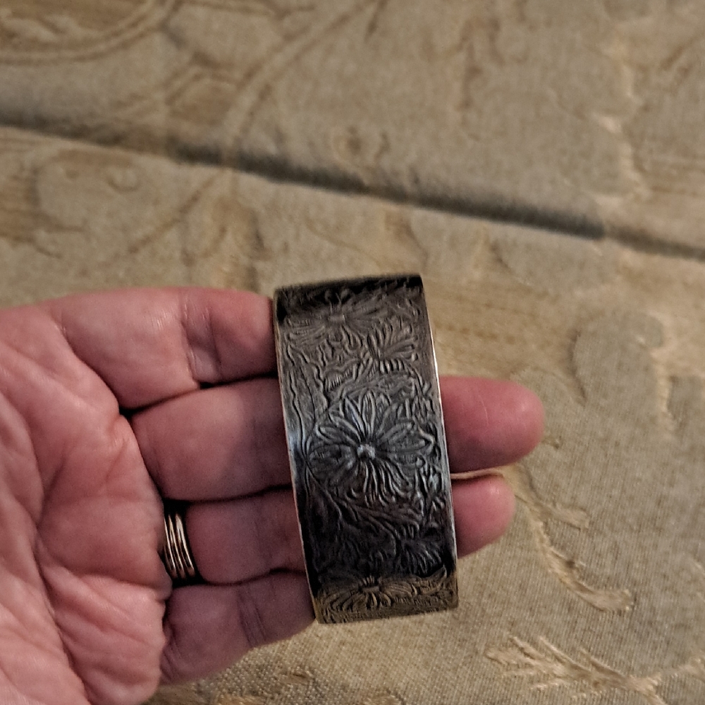 Intricately Designed Pewter Cuff Bracelet